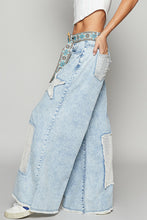 Load image into Gallery viewer, 4832- POL WIDE LEG STAR PATCH PANTS-DENIM