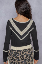 Load image into Gallery viewer, 5477- POL V NECK RIB KNIT TOP-BLACK