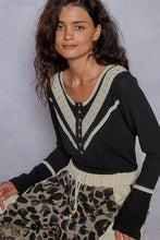 Load image into Gallery viewer, 5477- POL V NECK RIB KNIT TOP-BLACK