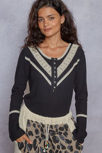 Load image into Gallery viewer, 5477- POL V NECK RIB KNIT TOP-BLACK