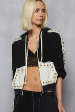Load image into Gallery viewer, 5310- POL- BALLOON SLEEVE HOODIE JACKET-BLACK
