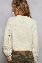 Load image into Gallery viewer, 5478- POL ROUND NECK JERSEY WITH SHIRRING-OATMEAL