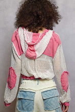 Load image into Gallery viewer, 5490- POL SEE THRU BUTTON DOWN HOODIE-PINK MULTI