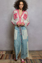 Load image into Gallery viewer, 5490- POL SEE THRU BUTTON DOWN HOODIE-PINK MULTI