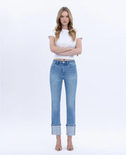 Load image into Gallery viewer, 5559- VERVET HR Rhinestone Cuffed Slim Straight Jeans