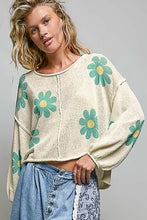 Load image into Gallery viewer, 6020- POL Balloon Sleeve Floral Print Thin Sweater -IVORY