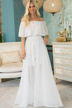 Load image into Gallery viewer, 5094-Off Shoulder Chiffon Maxi Dress-WHITE