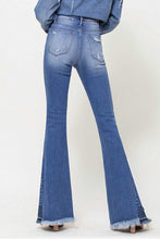 Load image into Gallery viewer, 4003-HIGH RISE FLARE JEANS W/ PANEL HEM DETAIL