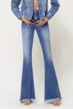 Load image into Gallery viewer, 4003-HIGH RISE FLARE JEANS W/ PANEL HEM DETAIL