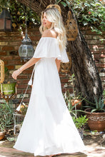 Load image into Gallery viewer, 5094-Off Shoulder Chiffon Maxi Dress-WHITE