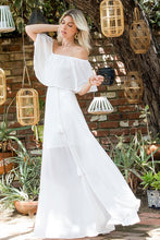 Load image into Gallery viewer, 5094-Off Shoulder Chiffon Maxi Dress-WHITE