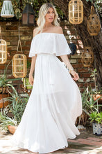 Load image into Gallery viewer, 5094-Off Shoulder Chiffon Maxi Dress-WHITE