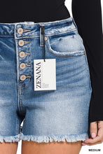 Load image into Gallery viewer, 4574-FRAYED HEM BUTTON FLY DENIM SHORTS