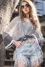 Load image into Gallery viewer, 3573-POL Hooded color block knit pullover sweater top