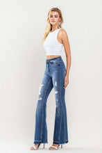 Load image into Gallery viewer, 3845-HIGH RISE DISTRESSED PANEL FLARE JEANS