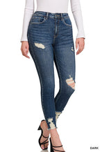 Load image into Gallery viewer, 3576-DISTRESSED HEM ANKLE SKINNY DENIM PANTS