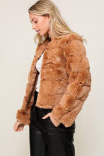 Load image into Gallery viewer, 3834-Long sleeve open front faux fur jacket -CAMEL