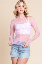 Load image into Gallery viewer, 4015-LONG SLEEVE FLORAL LACE TOP -PINK