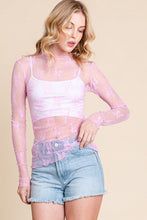Load image into Gallery viewer, 4015-LONG SLEEVE FLORAL LACE TOP -PINK