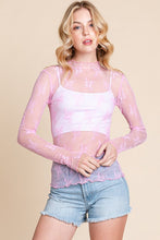 Load image into Gallery viewer, 4015-LONG SLEEVE FLORAL LACE TOP -PINK