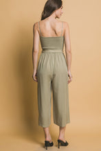 Load image into Gallery viewer, 5164-Smocked Wide Leg Cropped Jumpsuit-OLIVE