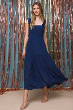 Load image into Gallery viewer, 5162-Smocked Bodice Maxi Dress-NAVY