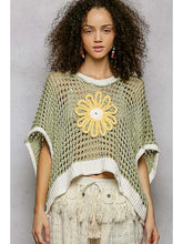 Load image into Gallery viewer, 5927- POL-Round Neck Sleeveless Floral Thin Sweater Top -SAGE