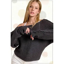 Load image into Gallery viewer, 6421- Boat Neck Off Shoulder Dolman Sleeve Sweater-DOLPHIN