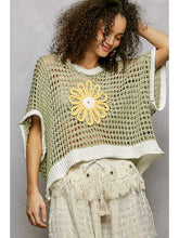 Load image into Gallery viewer, 5927- POL-Round Neck Sleeveless Floral Thin Sweater Top -SAGE