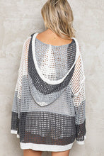 Load image into Gallery viewer, 3573-POL Hooded color block knit pullover sweater top