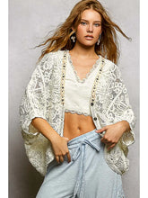 Load image into Gallery viewer, 5891- POL CROCHET CARDIGAN-OFF WHITE
