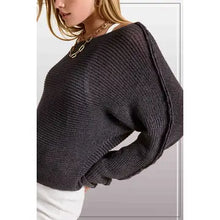 Load image into Gallery viewer, 6421- Boat Neck Off Shoulder Dolman Sleeve Sweater-DOLPHIN