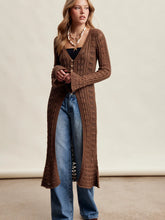 Load image into Gallery viewer, 6447- Crochet Longline Cardigan-MOCHA