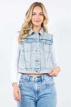 Load image into Gallery viewer, 4609-Iconic Denim Vest Jacket with Rhinestones-DENIM