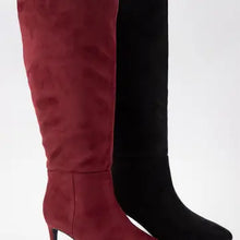 Load image into Gallery viewer, 6424- Joanna Pointed Toe Tall Kitten Heel Boots-BURGUNDY