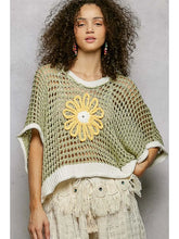 Load image into Gallery viewer, 5927- POL-Round Neck Sleeveless Floral Thin Sweater Top -SAGE