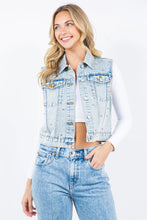 Load image into Gallery viewer, 4609-Iconic Denim Vest Jacket with Rhinestones-DENIM