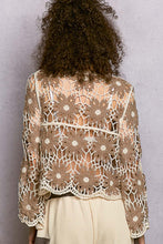 Load image into Gallery viewer, 5811- POL  Floral Weave Knit Long Sleeve Crochet Top-BROWN
