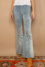 Load image into Gallery viewer, 5486- POL EMBROIDERED MID RISE JEANS-BLUE
