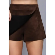 Load image into Gallery viewer, 6400- Front Wrap Faux Suede Skort-BROWN

