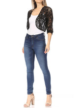 Load image into Gallery viewer, 4478-Lace Bolero Crochet Open Cardigan 3/4 Sleeve -BLACK
