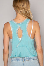 Load image into Gallery viewer, 4209- POL LACE TRIM TANK W/CUTOUT IN BACK-WATER BLUE
