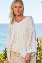 Load image into Gallery viewer, 4811- POL V NECK DROP SHOULDER KNIT TOP-WHITE
