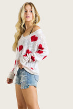 Load image into Gallery viewer, 4884- Lovely Heart Sweater Top-OFF WHITE/RED
