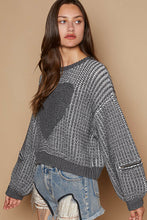 Load image into Gallery viewer, 4831-POL HEART PATCH WEAVE SWEATER-CHARCOAL
