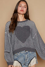 Load image into Gallery viewer, 4831-POL HEART PATCH WEAVE SWEATER-CHARCOAL
