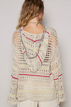 Load image into Gallery viewer, 4814- POL V-neck long sleeve relaxed fit hoodie WITH STAR-NATURAL

