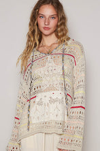 Load image into Gallery viewer, 4814- POL V-neck long sleeve relaxed fit hoodie WITH STAR-NATURAL
