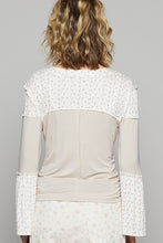 Load image into Gallery viewer, 4812- POL round neck ruffle sleeve fitted fit top -OATMEAL
