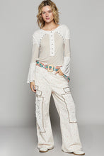 Load image into Gallery viewer, 4812- POL round neck ruffle sleeve fitted fit top -OATMEAL
